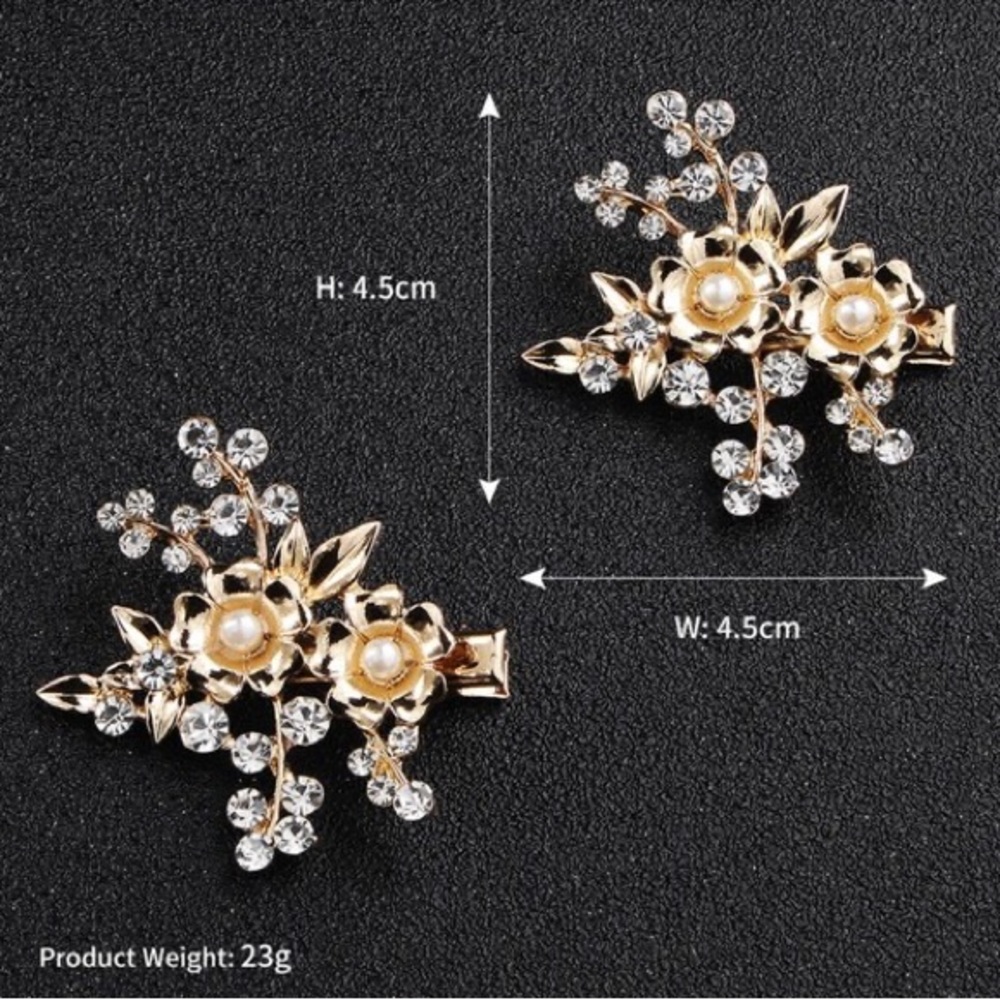 Single Gold Color Hair Clips Austrian Crystal Barrettes Women Hair Accessories - Picture 5 of 5